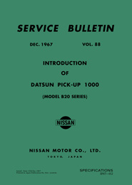 Service Bulletin - Vol. 88 - Introduction of Datsun Pick-up 1000