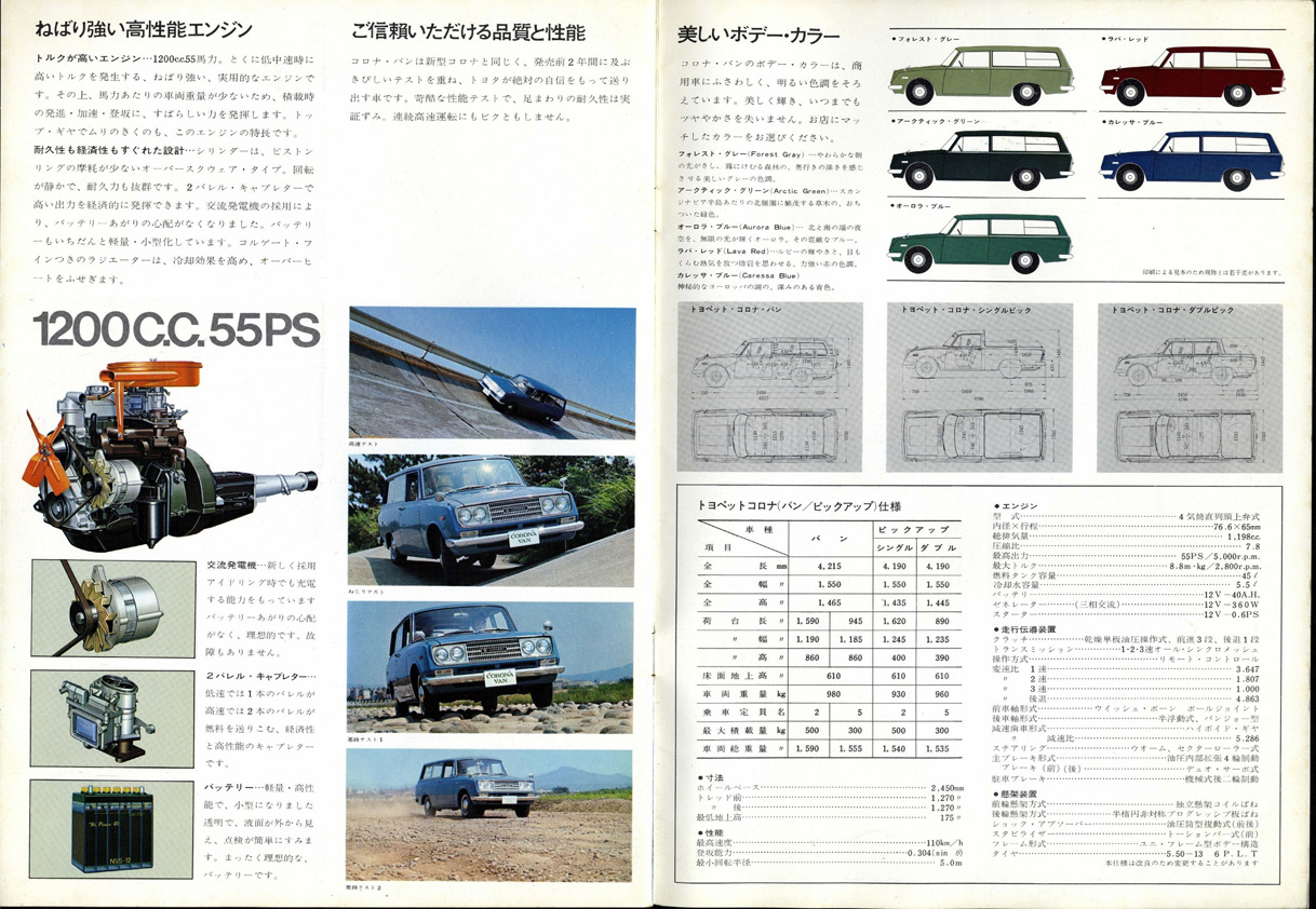 Toyota Corona Brochure - 1964 - Van (18 page) (JP) - Page 16,17 (72dpi ...